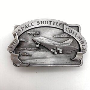 VTG Space Shuttle Columbia Silver belt buckle 1982 USA commemorative